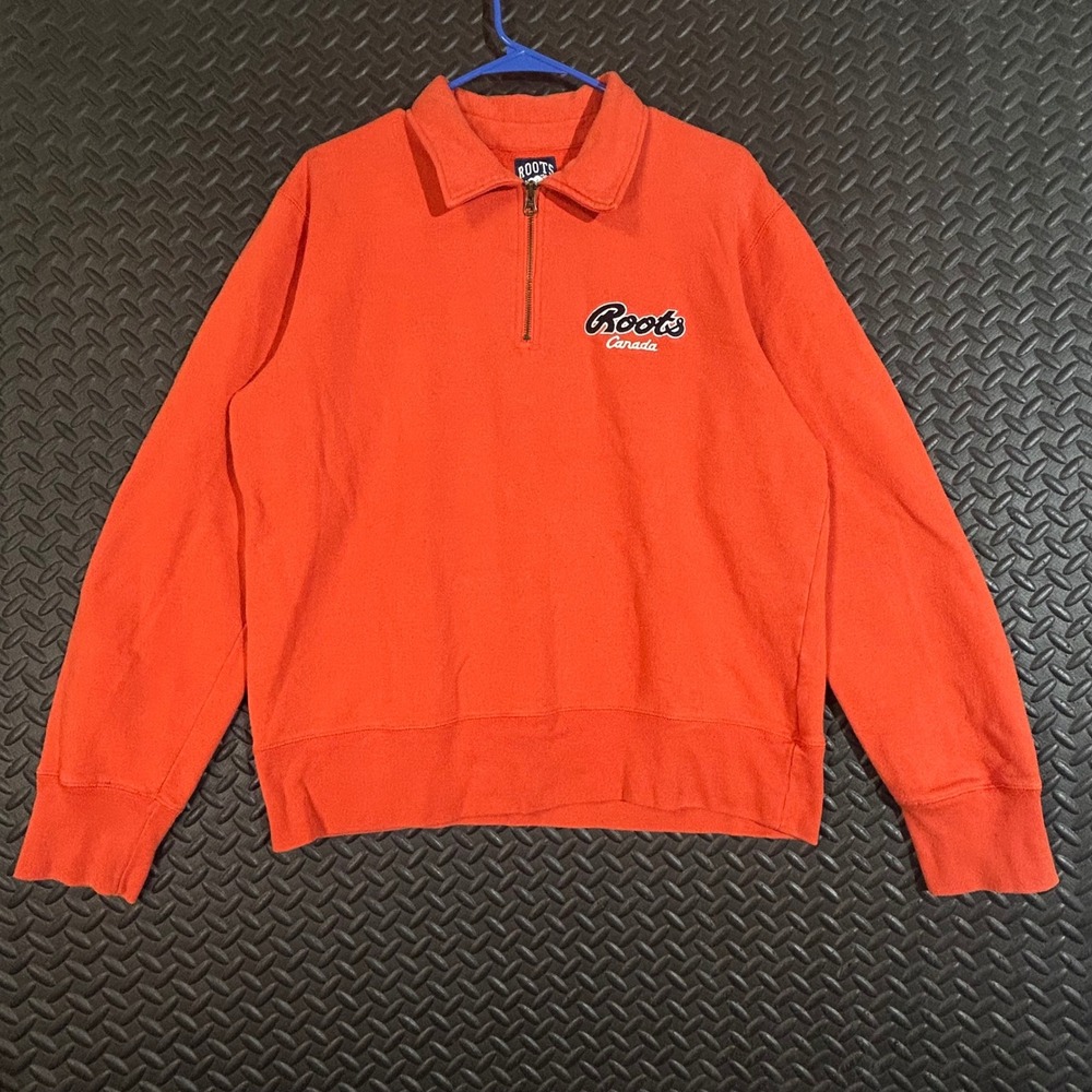 Vintage Roots‎ Orange Logo 1/4 Zip Pullover Sweater Men's Size Medium